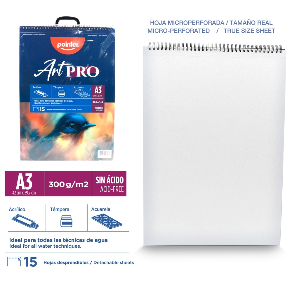 BLOCK ART PRO A3 - ACRILICO, TEMPERA Y ACUARELA 