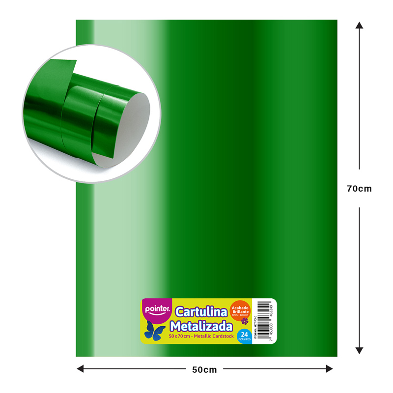 CARTULINA METALIZADA VERDE NAVIDAD  