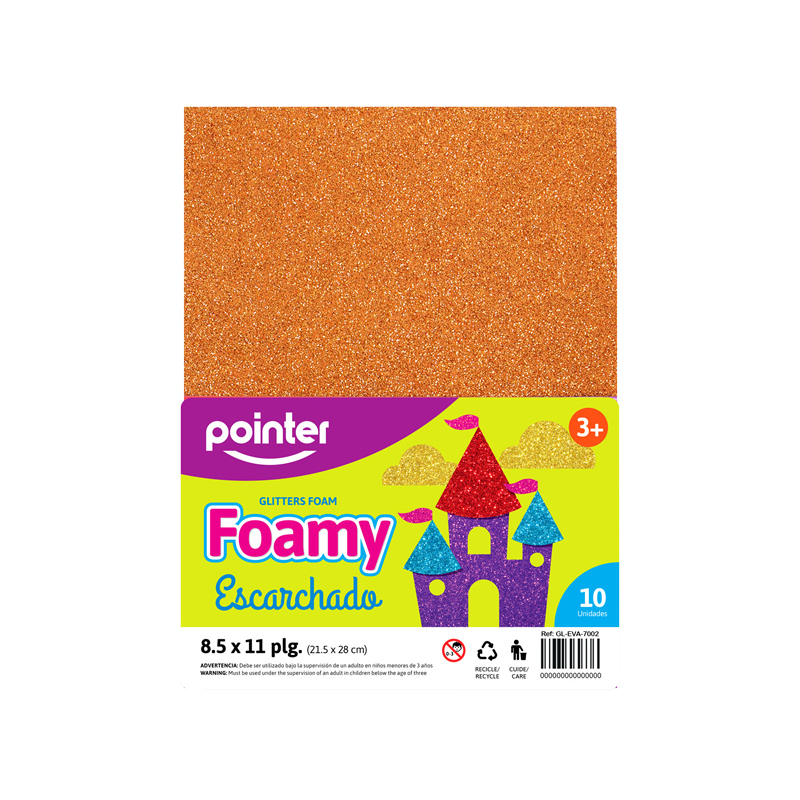 FOAMI ESCARCHADO NARANJA CARTA (20X30CM) 