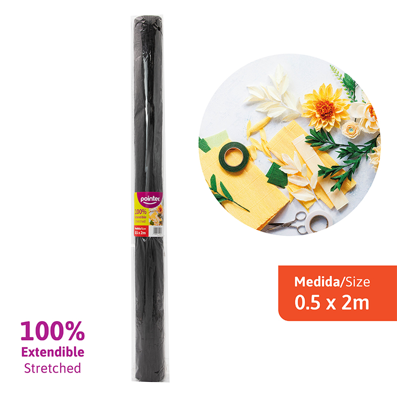 PAPEL CREPE ELASTICO 2M (NEGRO)