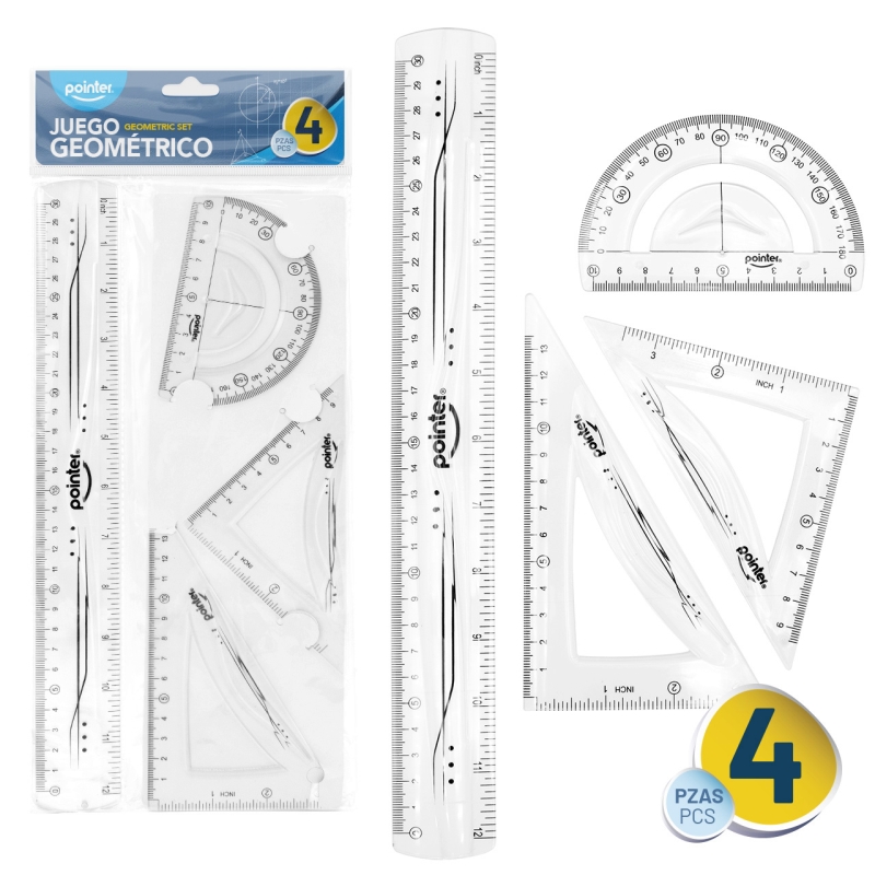 SET DE REGLAS GEOMETRICAS x 4 PZAS.