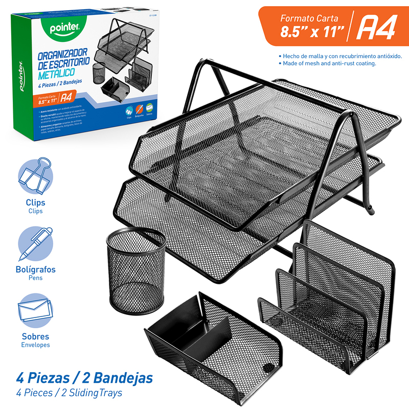ORGANIZADOR DE ESCRITORIO x 4 PZAS.