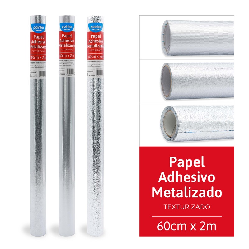 PAPEL ADHESIVO TEXTURIZADO PLATEADO - 60Cm x 2Mts