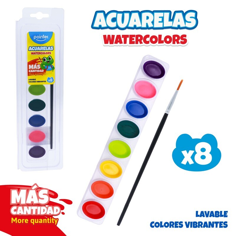 ACUARELA 8 COLORES + PINCEL