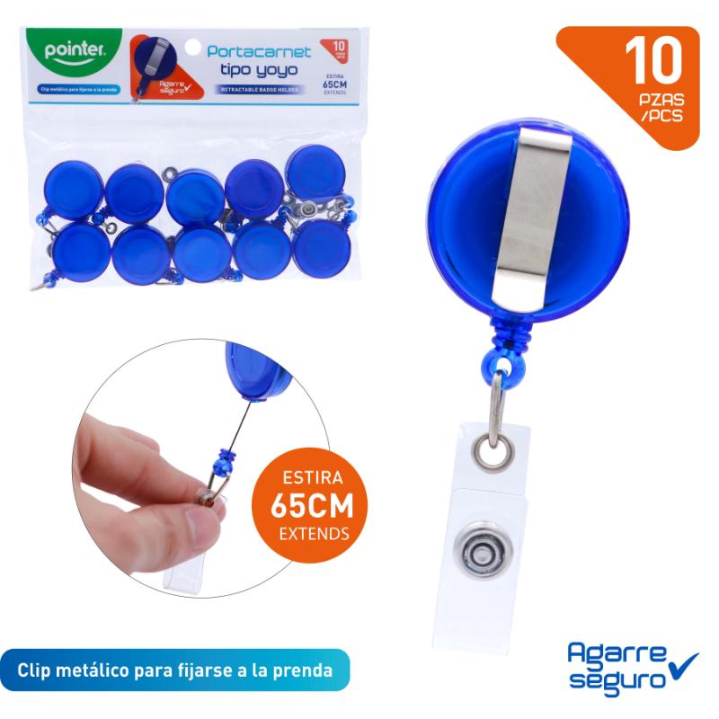 PORTA CARNET RETRACTIL 10 PIEZAS (AZUL)