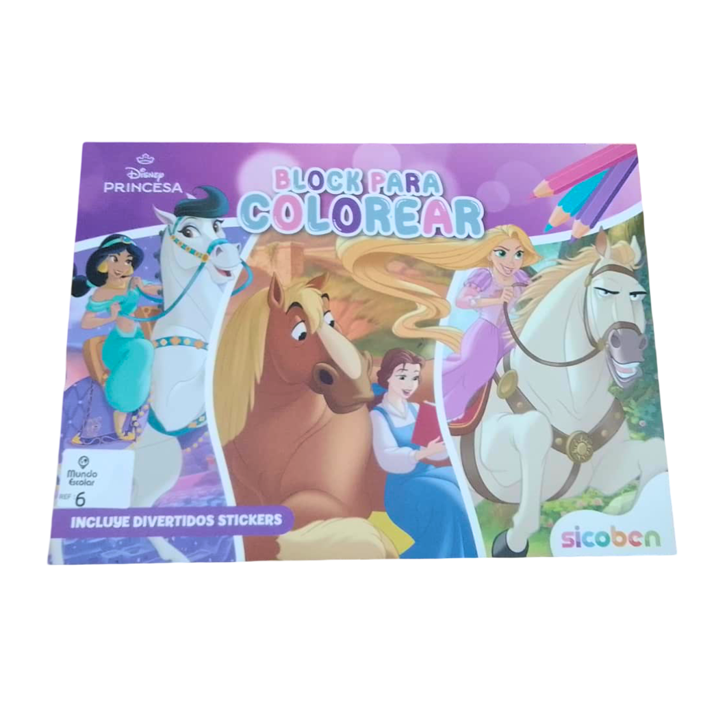 BLOCK PARA COLOREAR PRINCESAS 