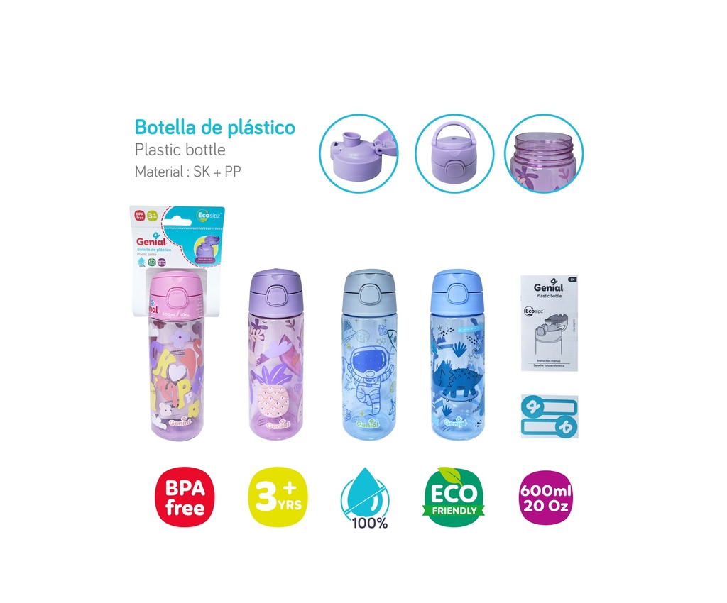 BOTELLA DE HIDRATACION ANTIDERRAMES (600ml/20Oz) - ECOSIPZ™