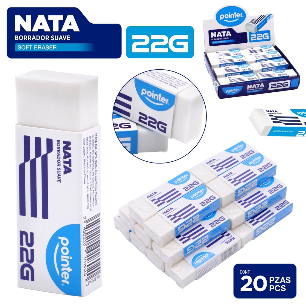 BORRADOR BLANCO 20 PIEZAS