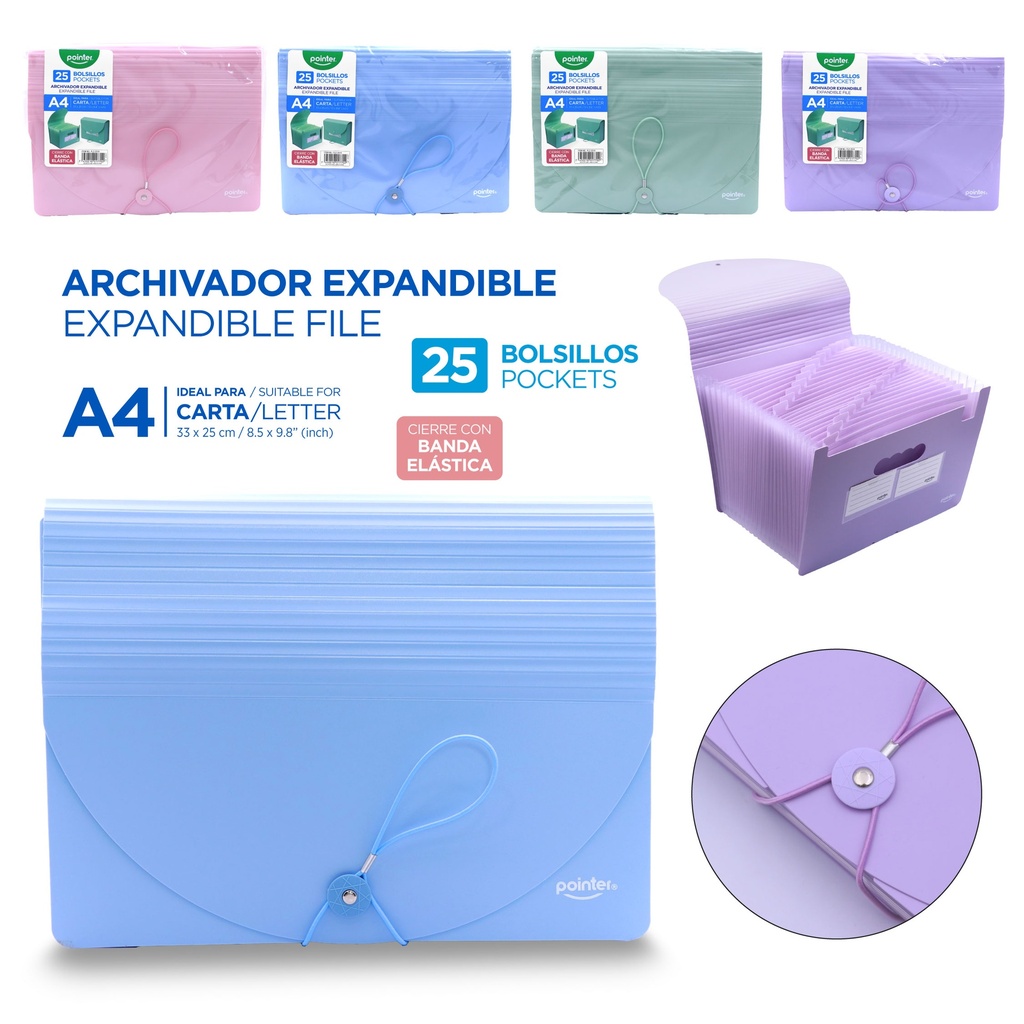 ARCHIVADOR EXPANDIBLE A4 25 BOLSILLOS