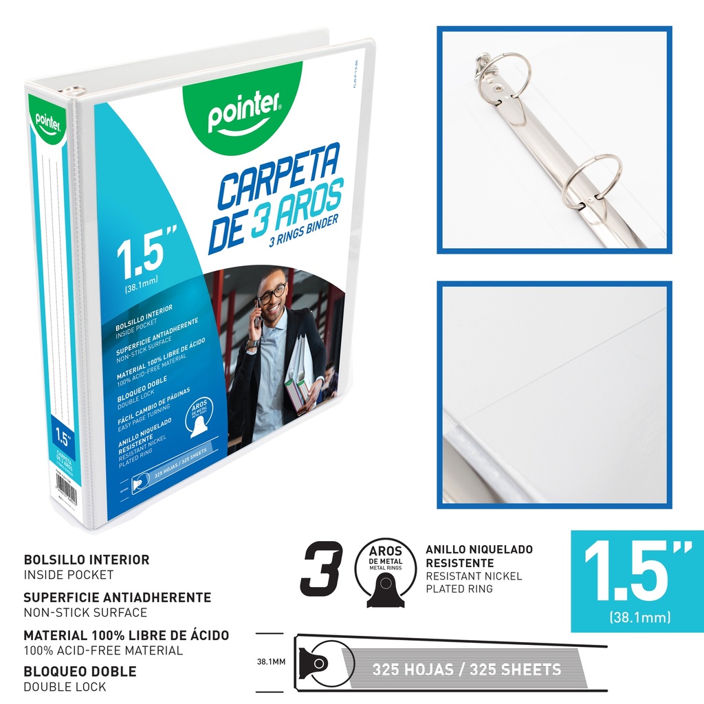 CARPETA BLANCA 3 AROS 1.5"