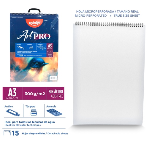 [DBWA-300-A3] BLOCK DE DIBUJO A3 x 15 HOJAS