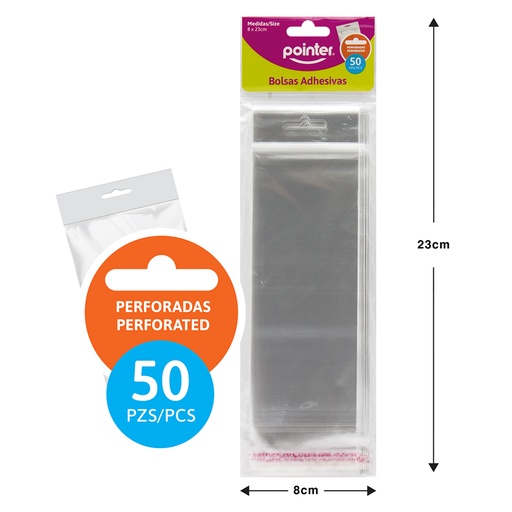 [OBH-39] BOLSAS DE CELOFAN ADHESIVAS 8X23CM