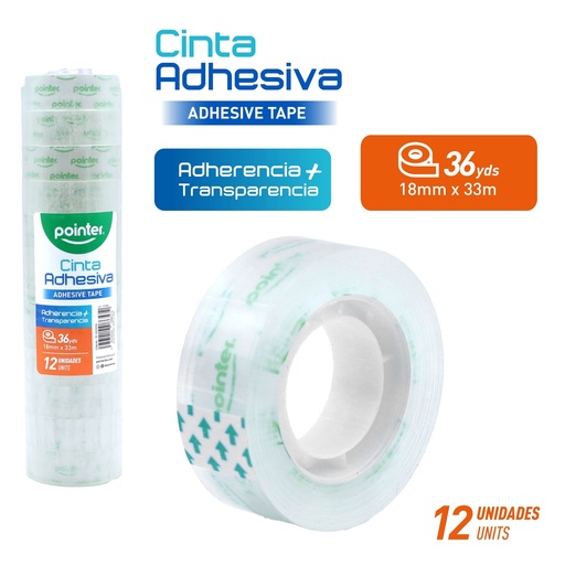 [TP-1833SCN] CINTA ADHESIVA x 12 PZAS (18mm x 33m)