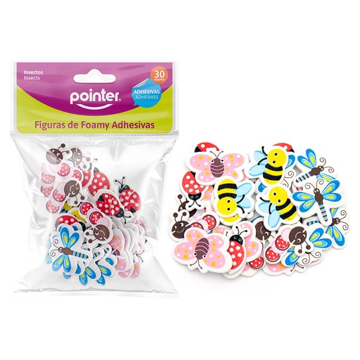 [A126-LF30-D] FIGURAS DE FOAMY ADHESIVAS (INSECTOS) - x30PZAS