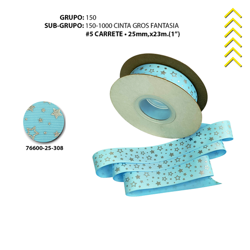 [76600-25-308] GROSS #5 FANTASIA - ESTRELLAS PLATEADO/CELESTE
