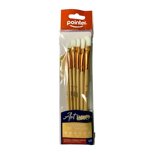 [0513A0] SET DE PINCELES ART PRO x6PZAS (LENGUA DE GATO)