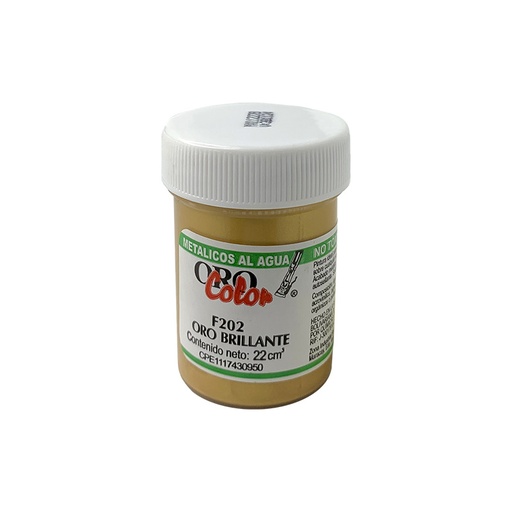 [F202-22] PINTURA METALICOS AL AGUA ORO BRILLANTE 22ML