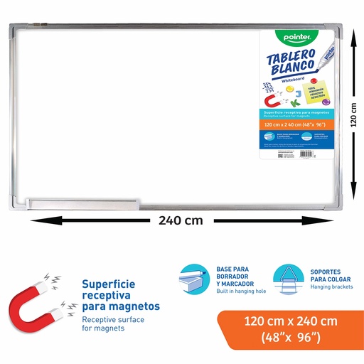[WB-120X240] TABLERO BLANCO 120 x 240 cm