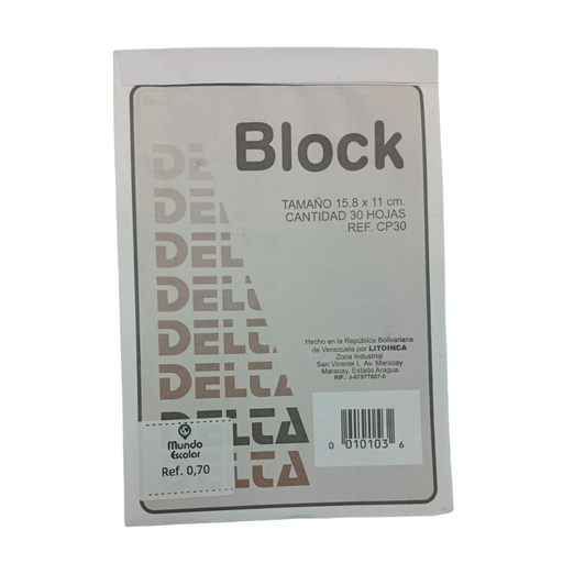 [CP30] BLOCK DE FACTURAS BOND DELTA PEQUEÑO - 30HJ 11x15,8CM