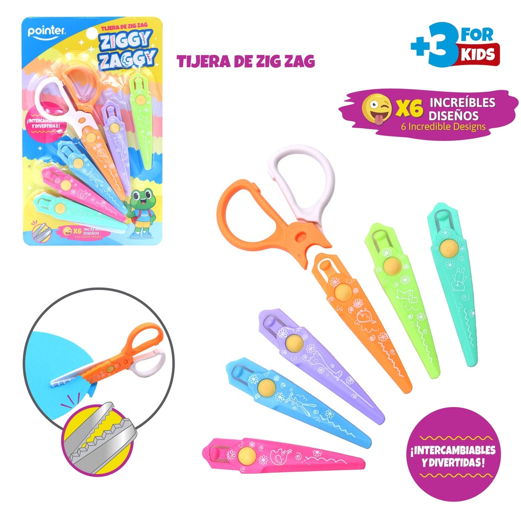 TIJERA ZIG ZAG x6 CORTES INTERCAMBIABLES
