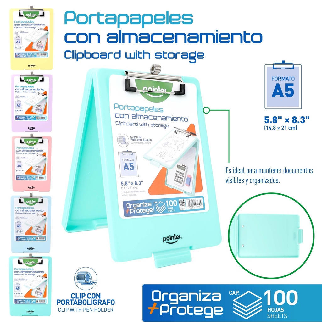 TABLA PORTAPAPELES CON ALMACENAMIENTO A5