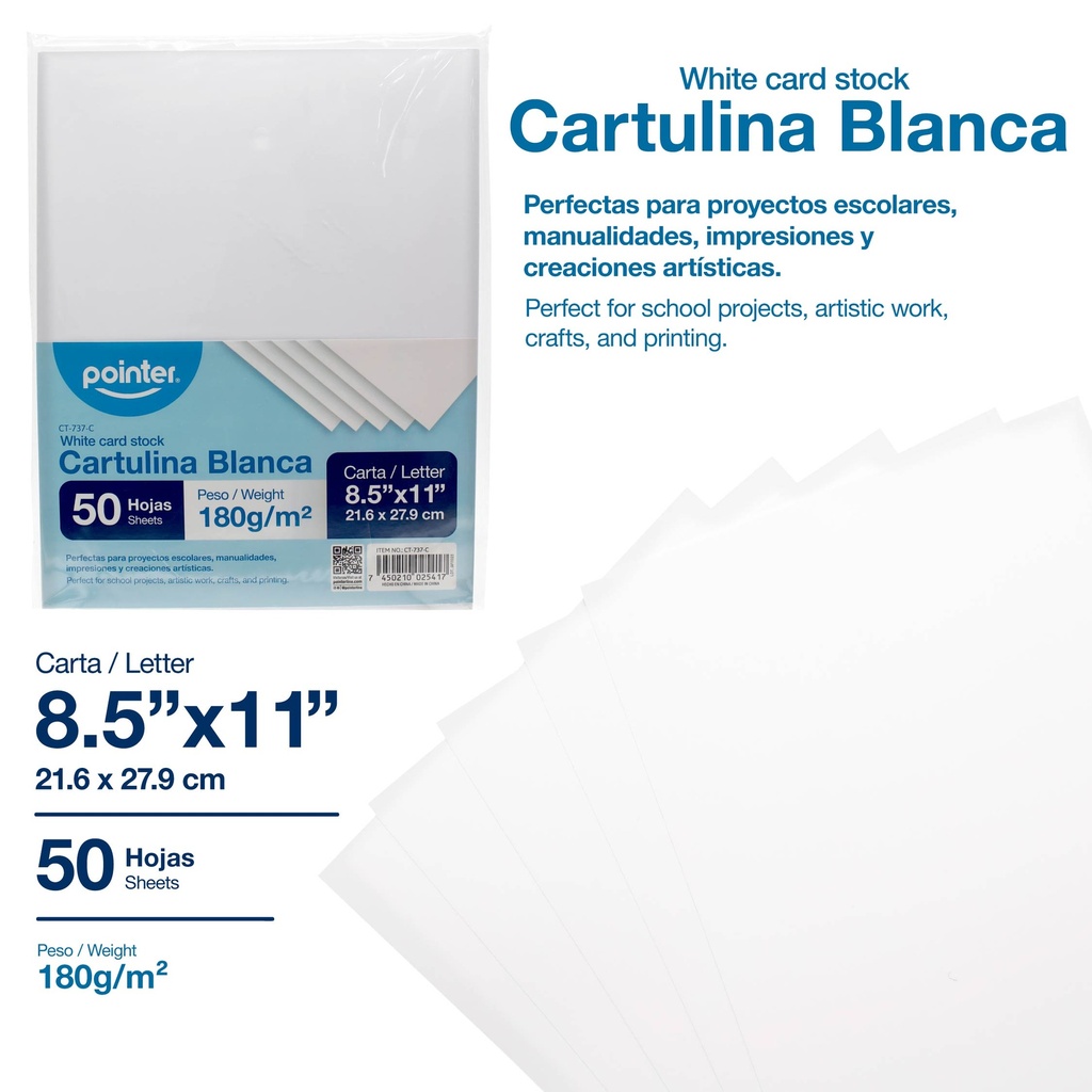 CARTULINA BLANCA 50 HOJAS