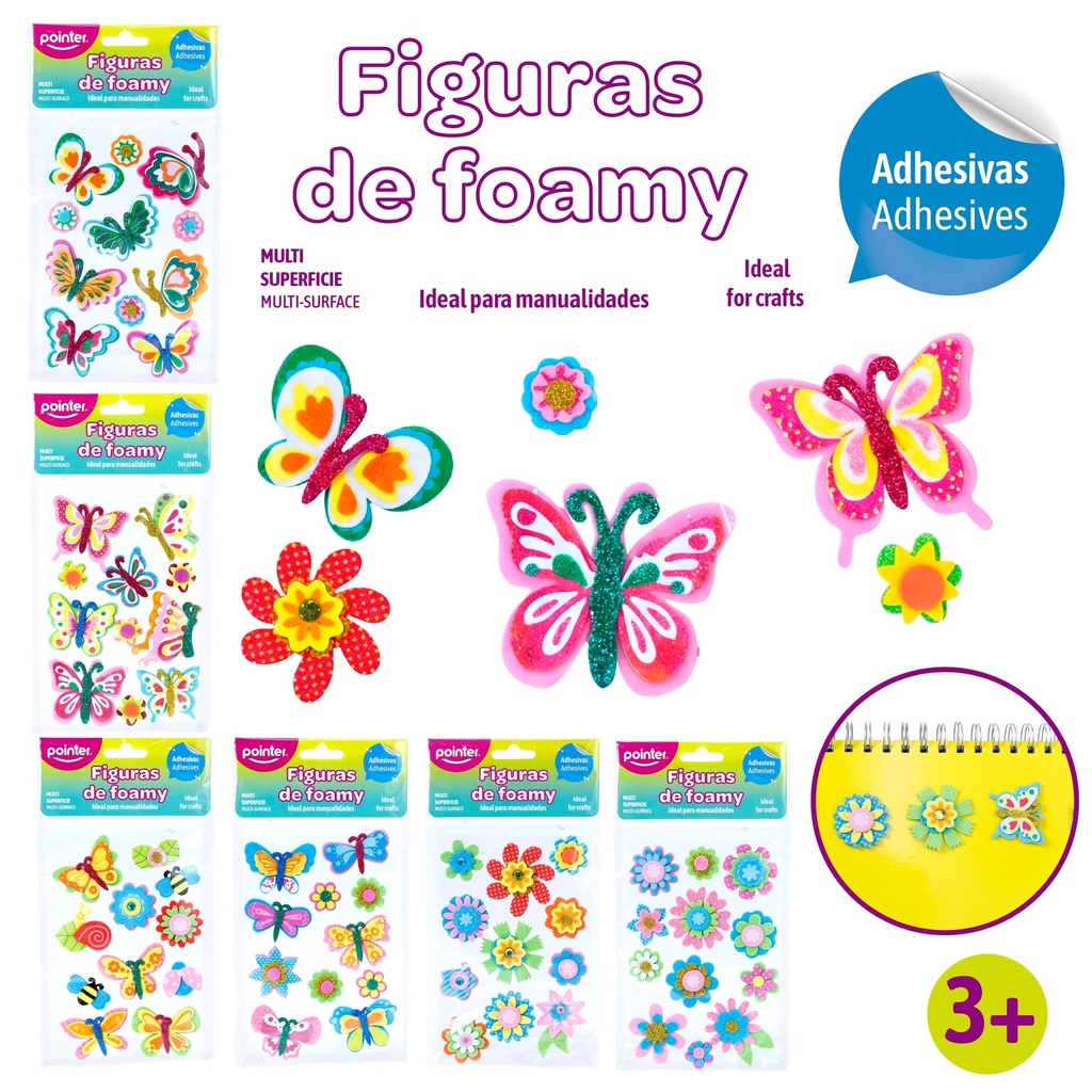 FIGURA DE FOAMY ADHESIVAS (FLORES Y MARIPOSAS)