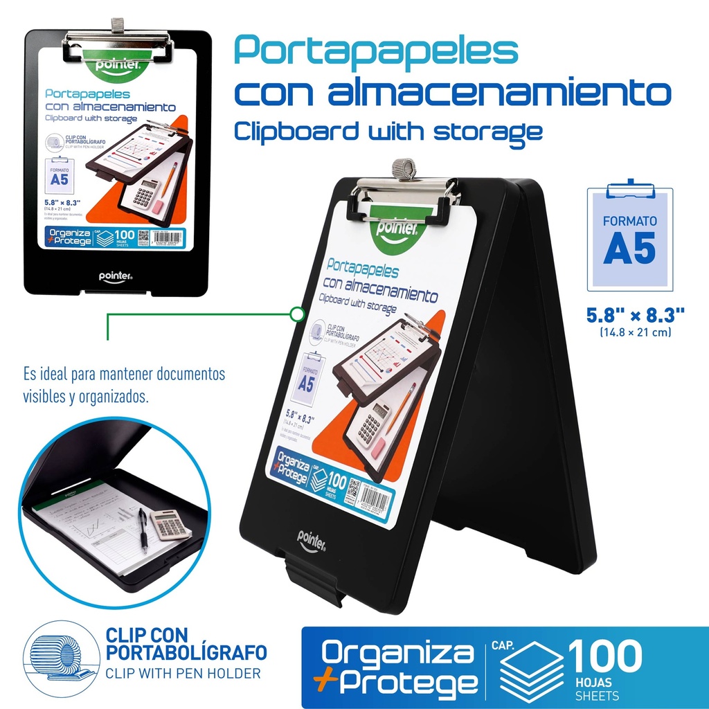 TABLA PORTAPAPELES CON ALMACENAMIENTO A5