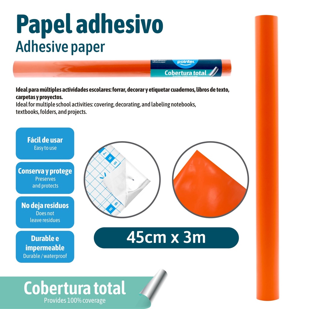 PAPEL ADHESIVO NARANJA 3M