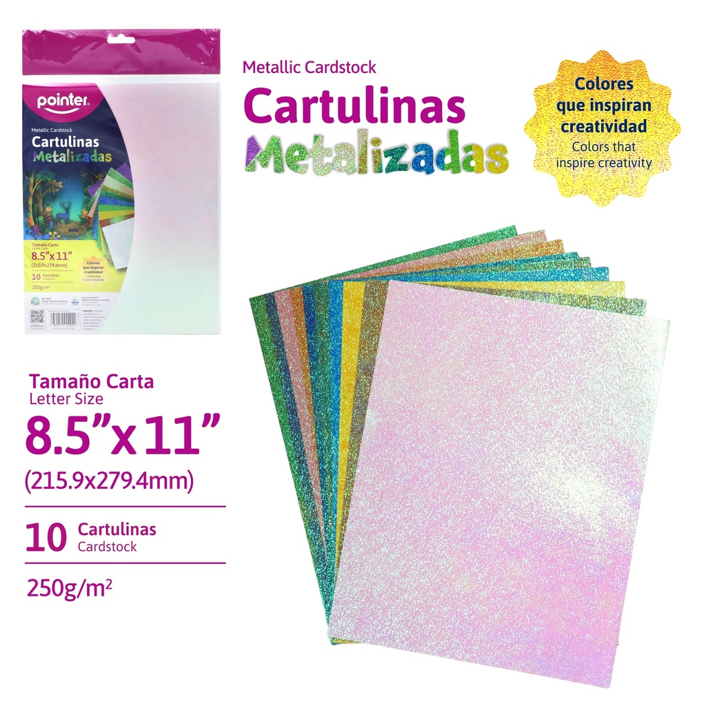CARTULINA METALIZADA IRIDISCENTE CARTA 10PCS