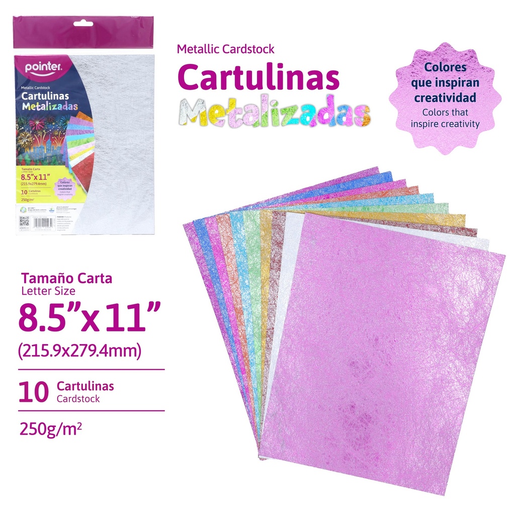 CARTULINA METALIZADA TEXTURA CARTA 10PCS