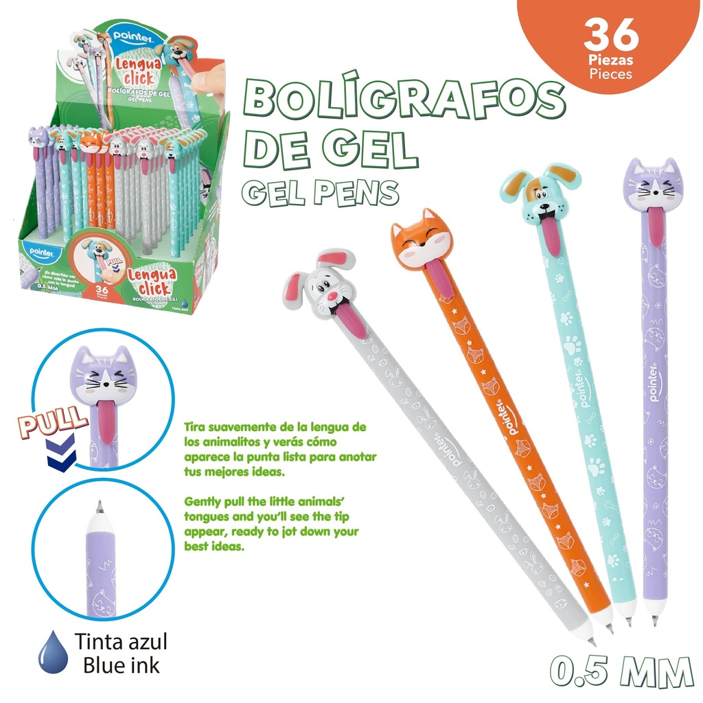 BOLIGRAFO BORRABLE ANIMALITOS LENGUA CLICK  UNIDAD