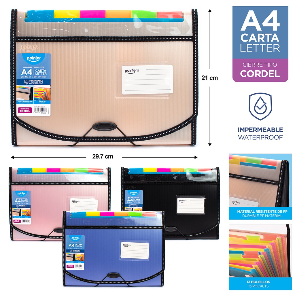 ARCHIVADOR A4 13 BOLSILLOS