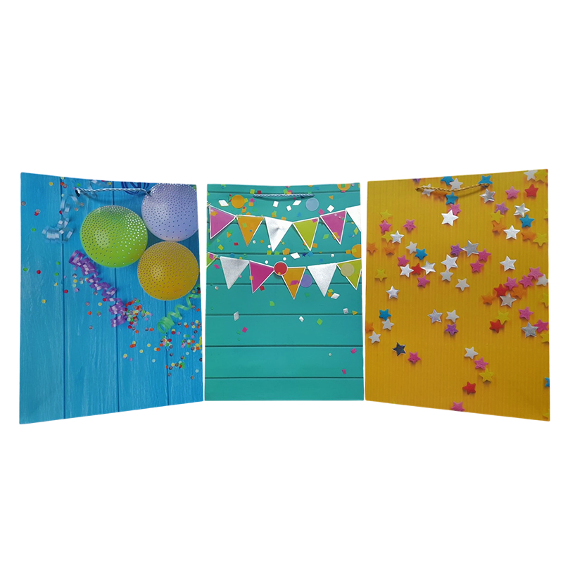 BOLSA DE REGALO GRANDE CON GLOBOS/BANDERINES