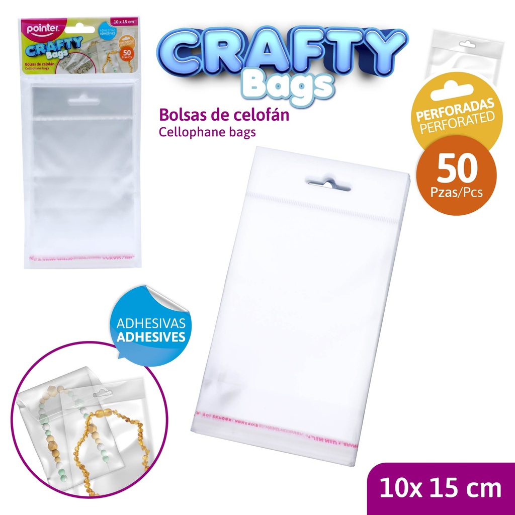 BOLSAS DE CELOFAN ADHESIVAS 10x15cm