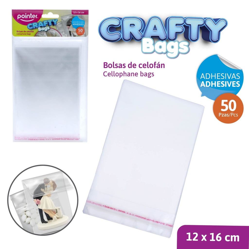 BOLSAS DE CELOFAN ADHESIVAS 16x12cm