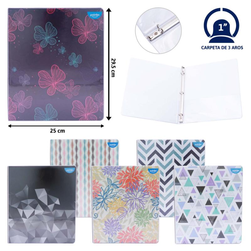 CARPETA DE 3 AROS 1" (CUBIERTA ESTAMPADA)