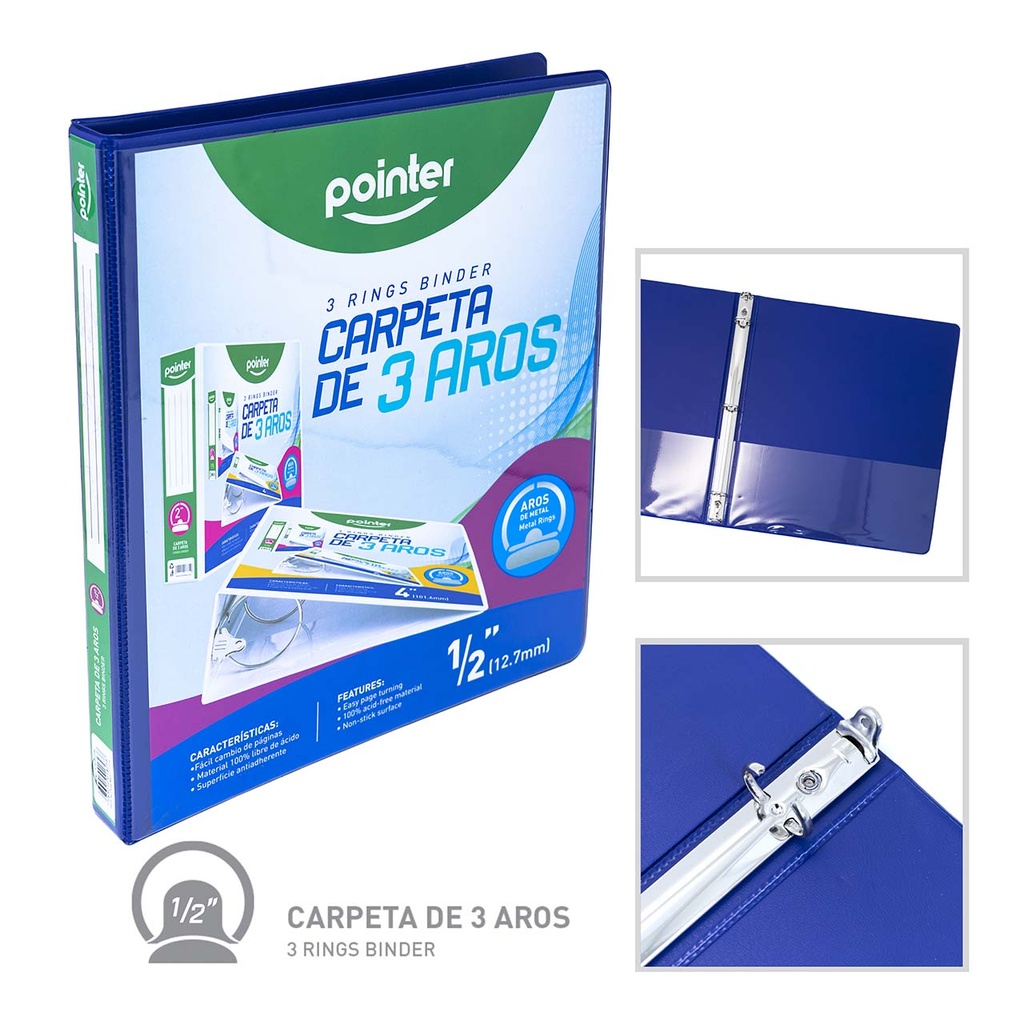 CARPETA 3 AROS 1/2" - AZUL