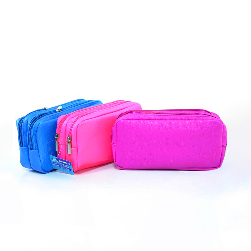 CARTUCHERA 23X6.5X12CM DOBLE ZIPPER #5 COLORES SOLIDOS