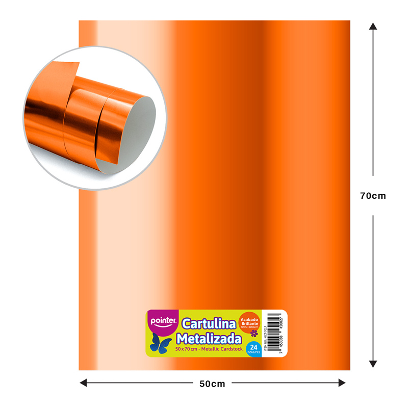 CARTULINA METALIZADA - NARANJA (50x70CM)