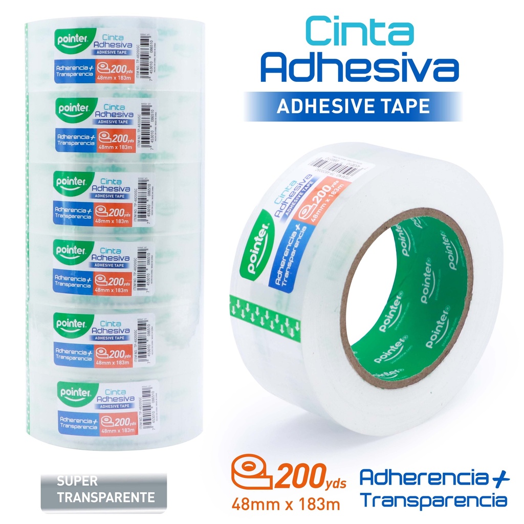 CINTA ADHESIVA DE EMPAQUE (SÚPER TRANSPARENTE) - 4,8CM x 183MTS