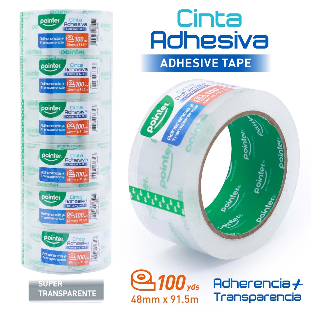 CINTA ADHESIVA DE EMPAQUE TRANSPARENTE 100YDS