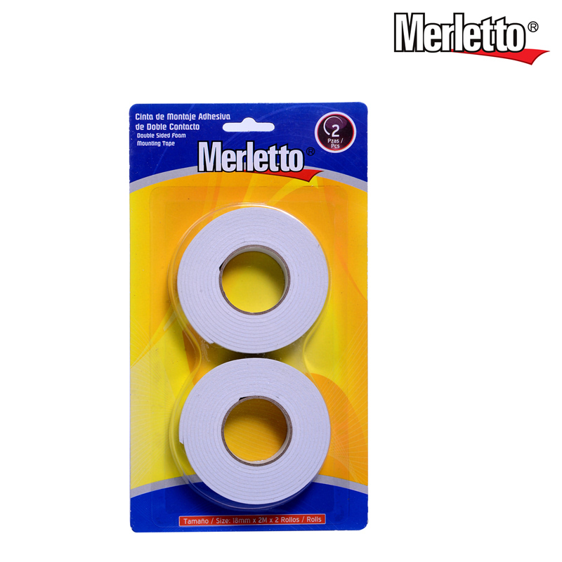CINTA ADHESIVA DE DOBLE CONTACTO - 18MM x 2M x2PZAS