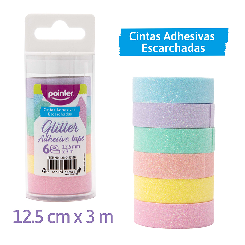 CINTAS ADHESIVAS ESCARCHADAS x6UND - 12.5MM x 3M