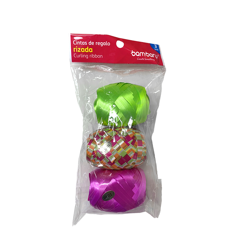 CINTAS DE REGALO RIZADA - 5mm x 10m x 3UND