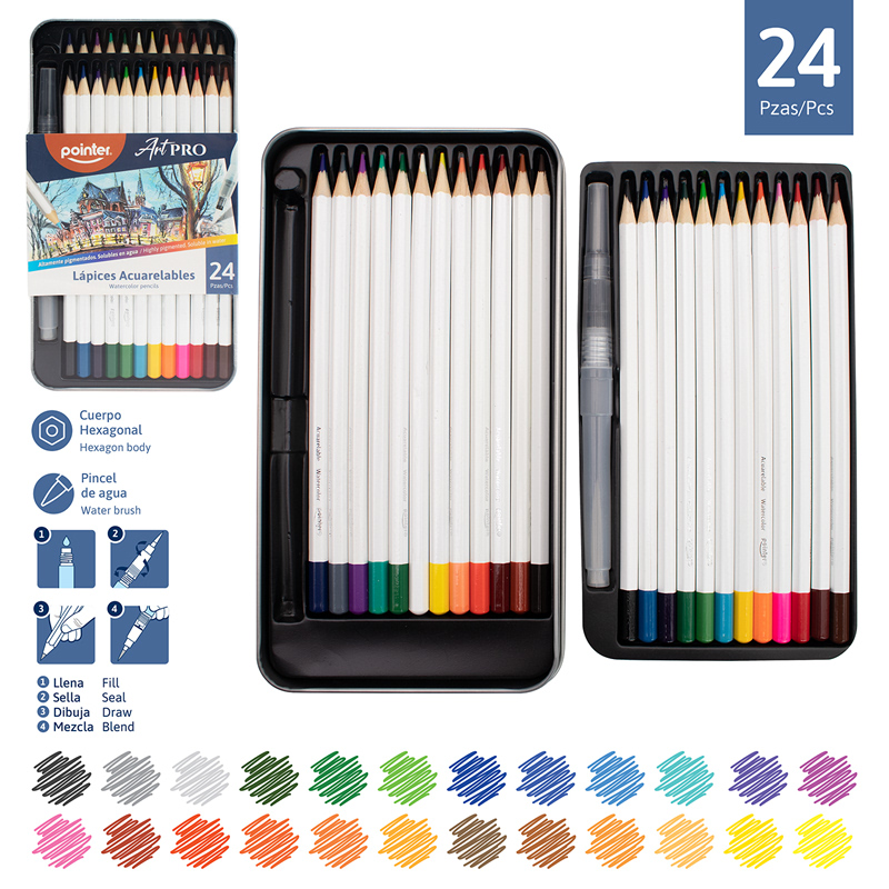 LAPICES DE COLORES ACUARELABLES ART PRO x24PZAS