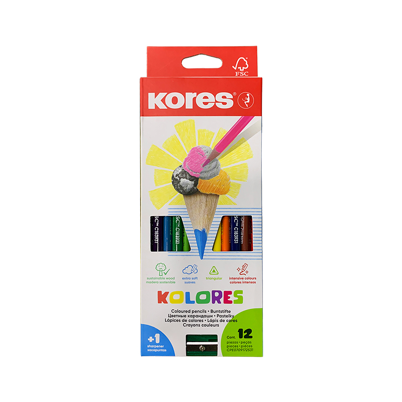 COLORES TRIANGULARES x12PZS+SACAPUNTAS