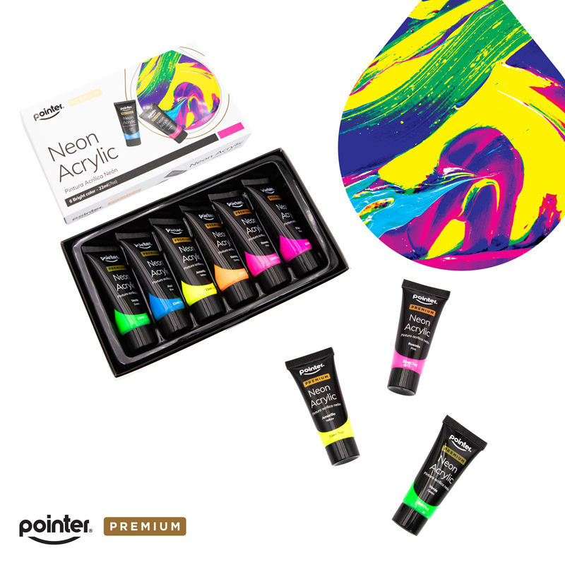 PINTURA ACRILICA NEON PREMIUM 22ml x6UND