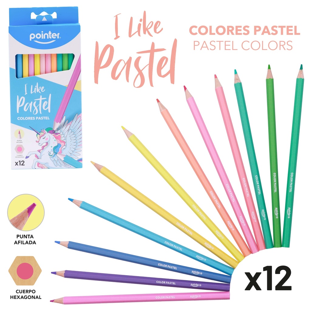 LAPICES DE COLORES x12PSZ - TONOS PASTEL CUERPO HEXAGONAL