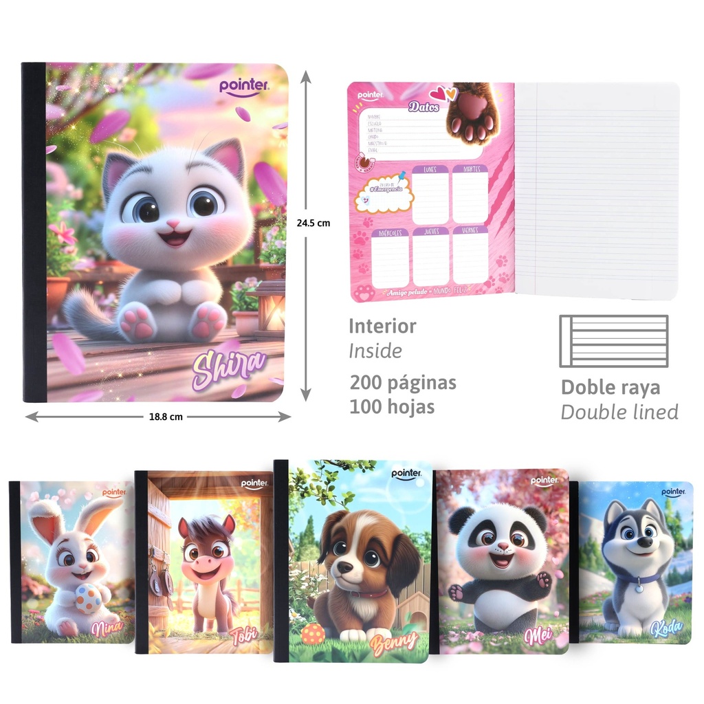 CUADERNO COSIDO A4 DOBLE LINEA x100 HOJAS